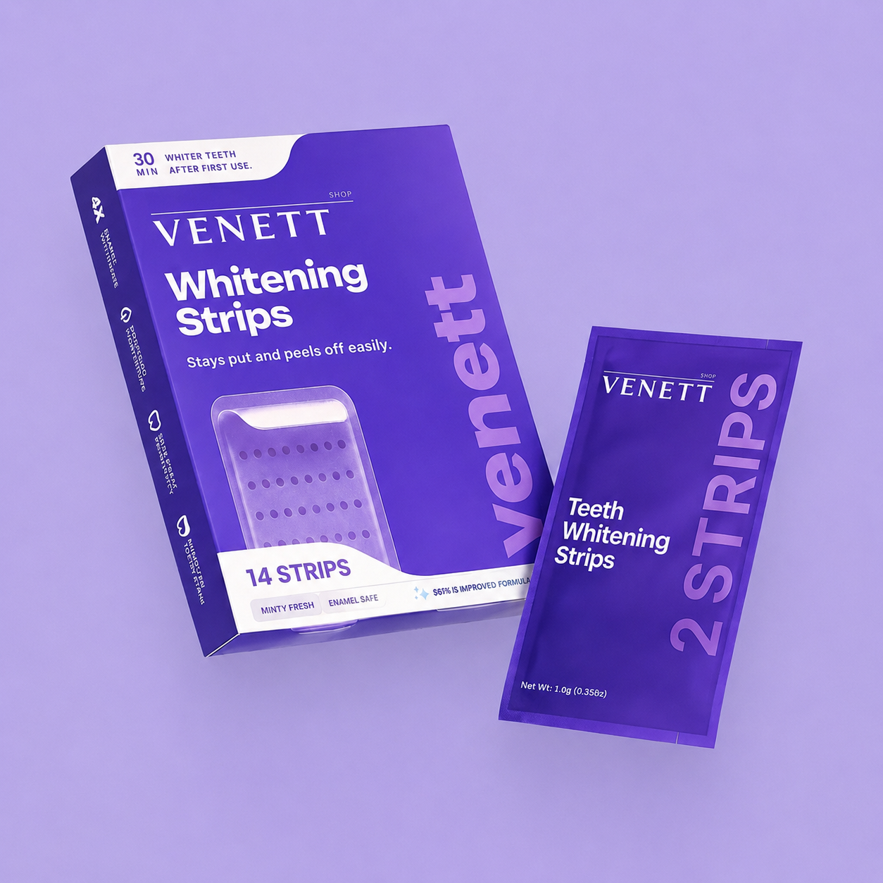 Tiras blanqueadoras moradas Venett™